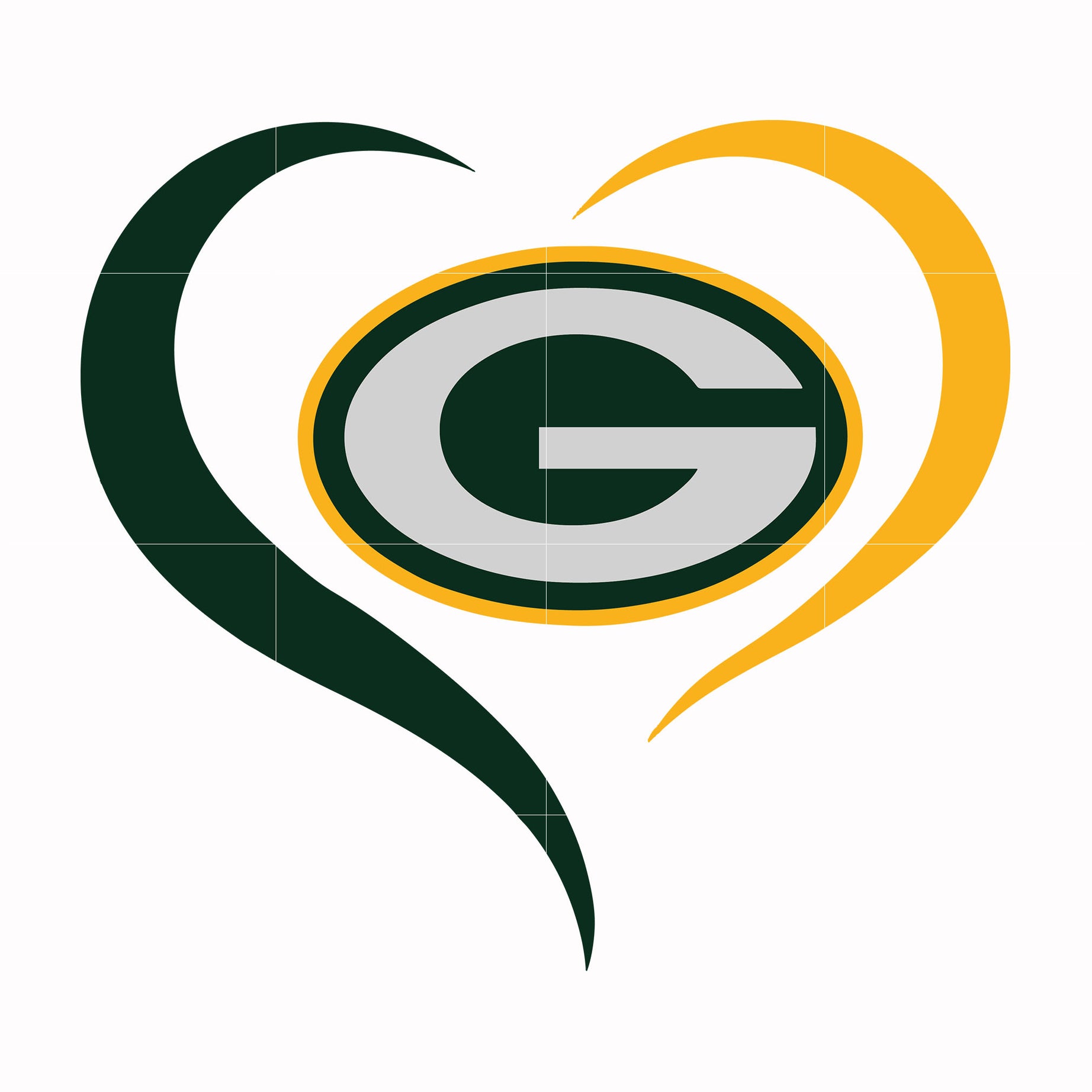 Green Bay Packers heart, svg, png, dxf, eps file NFL0000158