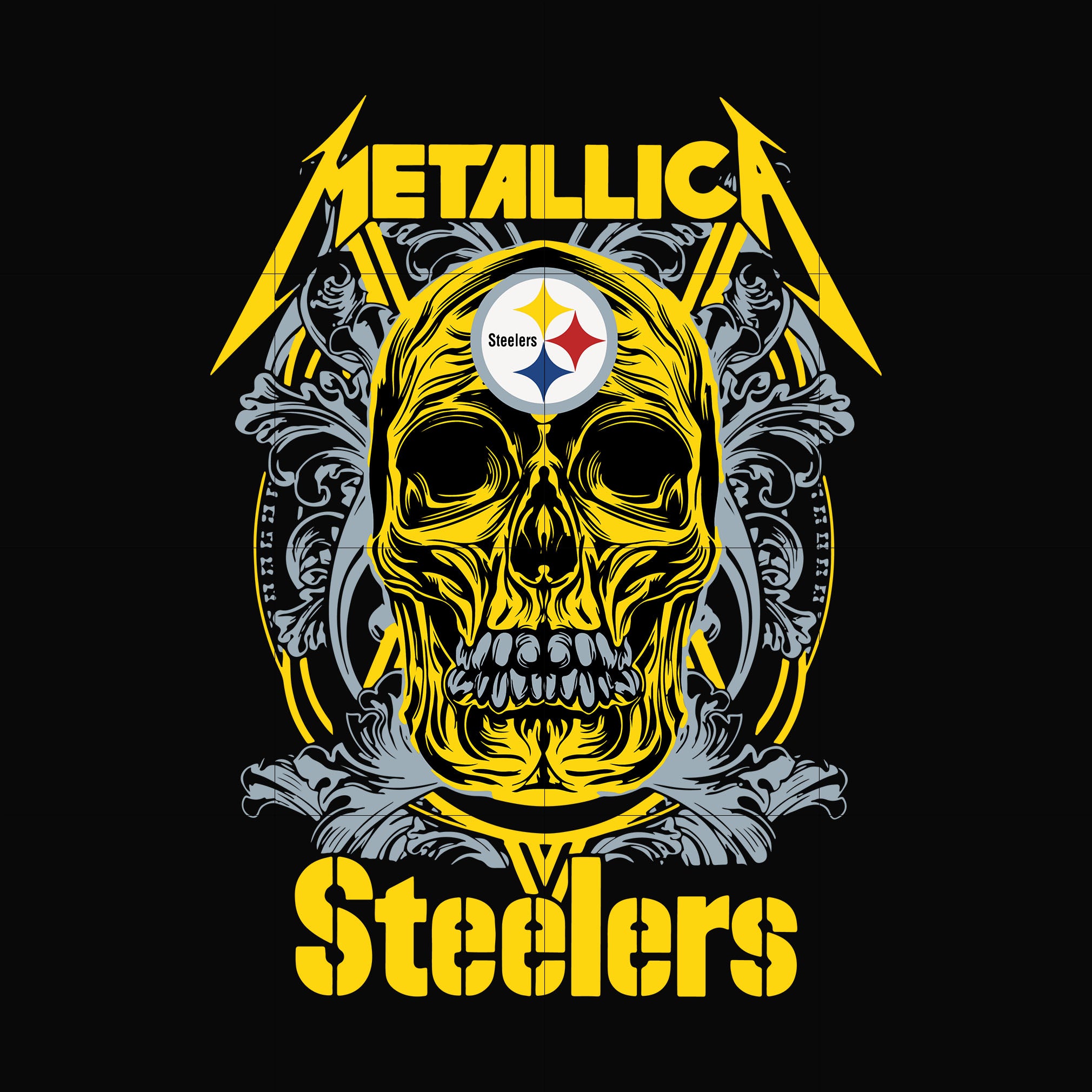 Skull Metallica Pittsburgh Steelers svg, png, dxf, eps digital file NNFL0005