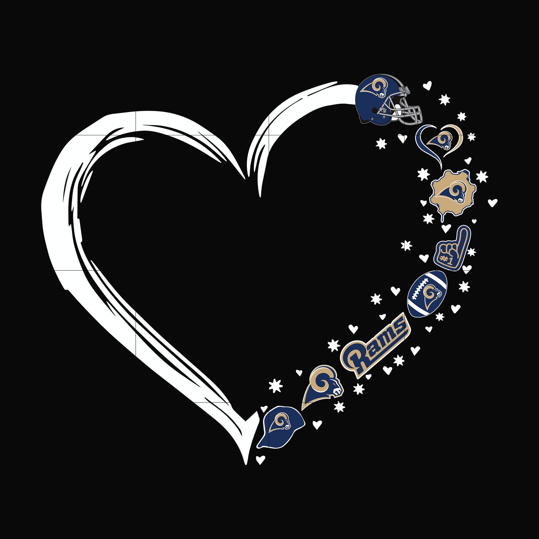 St. Louis Rams heart svg, Rams svg, png, dxf, eps digital file NNFL0110