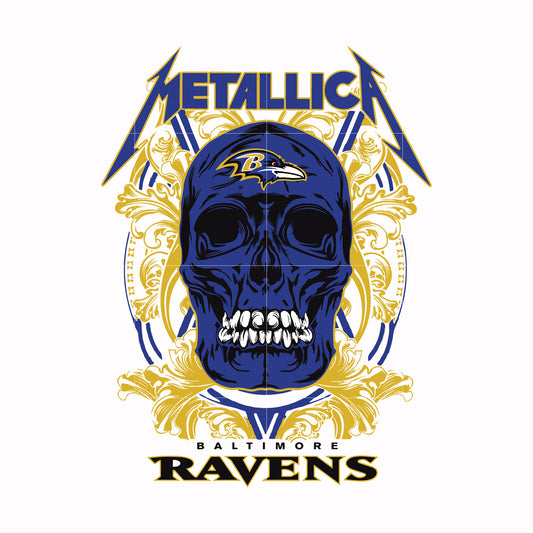 skull metallica Baltimore Ravens svg, png, dxf, eps digital file NNFL00022