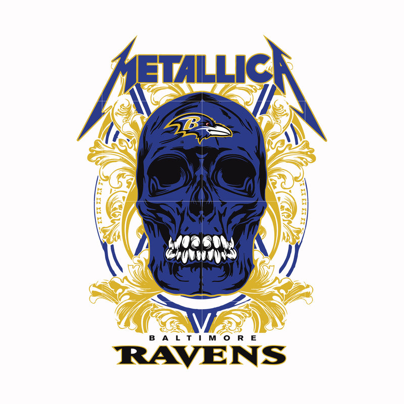 skull metallica Baltimore Ravens svg, png, dxf, eps digital file NNFL00022