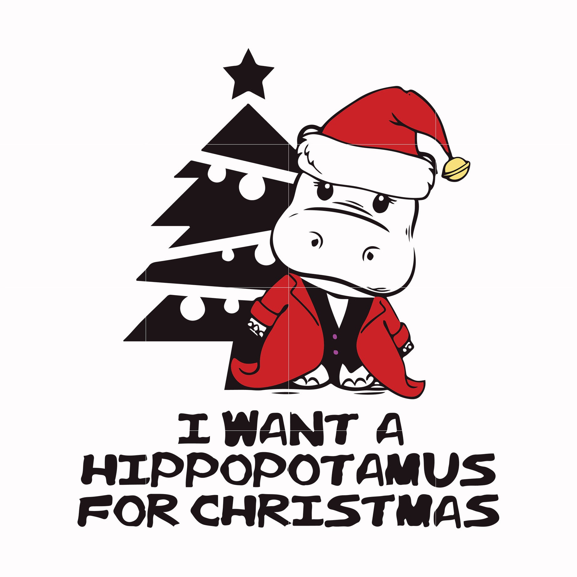 I want a hippopotamus for Christmas svg, christmas svg png, dxf, eps digital file NCRM16072021