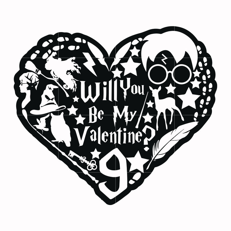 Will you be my valentine svg, png, dxf, eps file HRPT00034