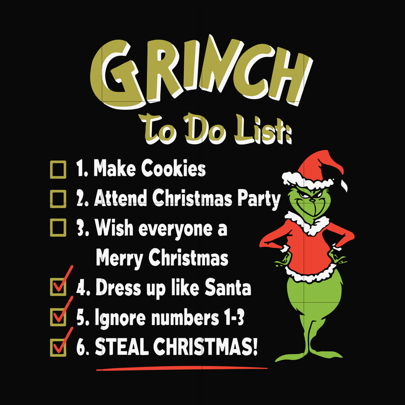 Grinch to do list svg, christmas svg, png, dxf, eps digital file NCRM16072010