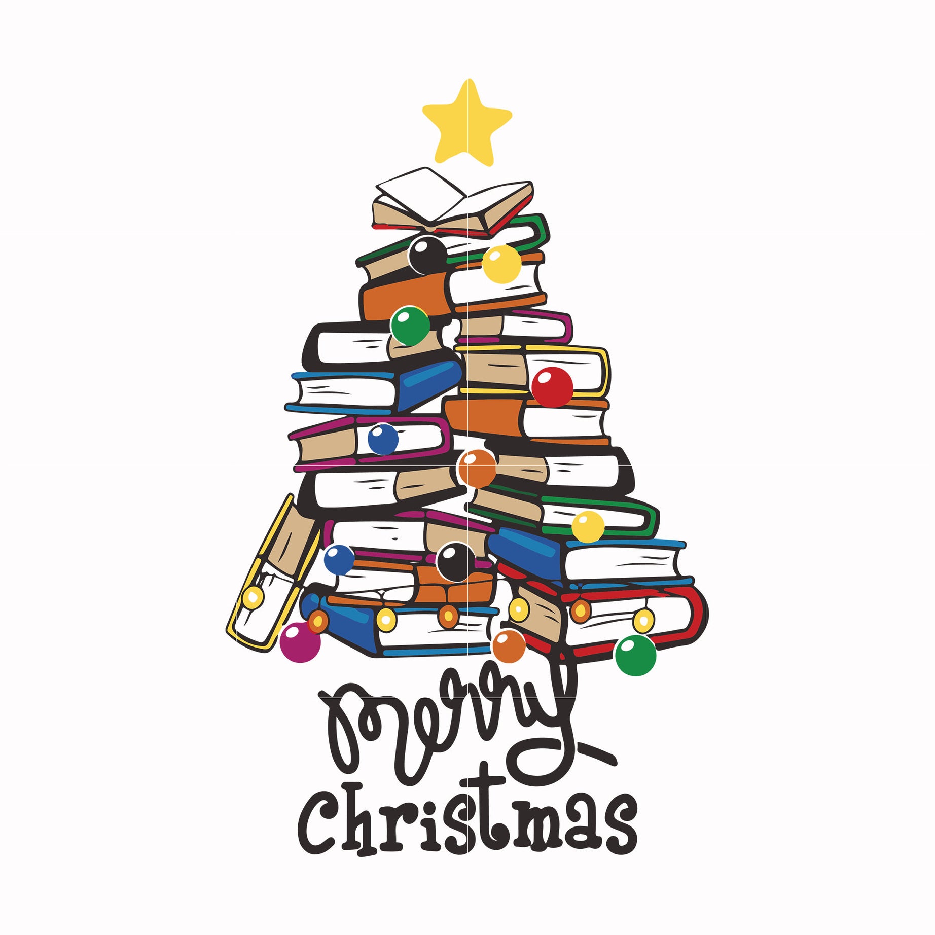 Merry Christmas Books tree svg, png, dxf, eps digital file NCRM14072025