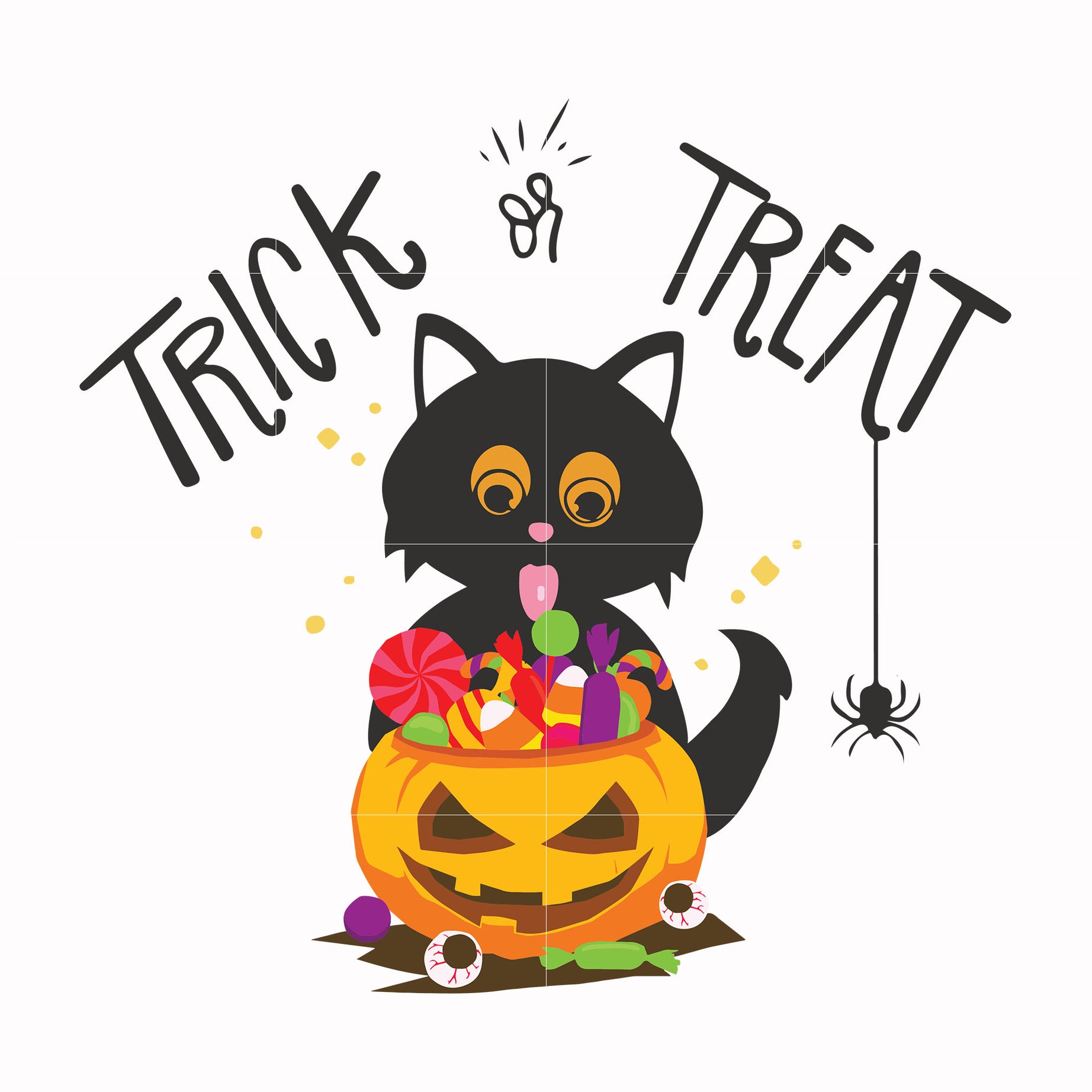 Trick or treat Cat svg, halloween svg png, dxf, eps digital file HWL17072022