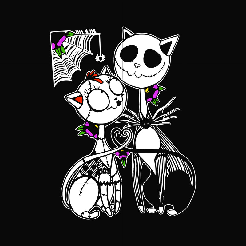 Jack and sally cat halloween svg, png, dxf, eps, digital file HLW0038