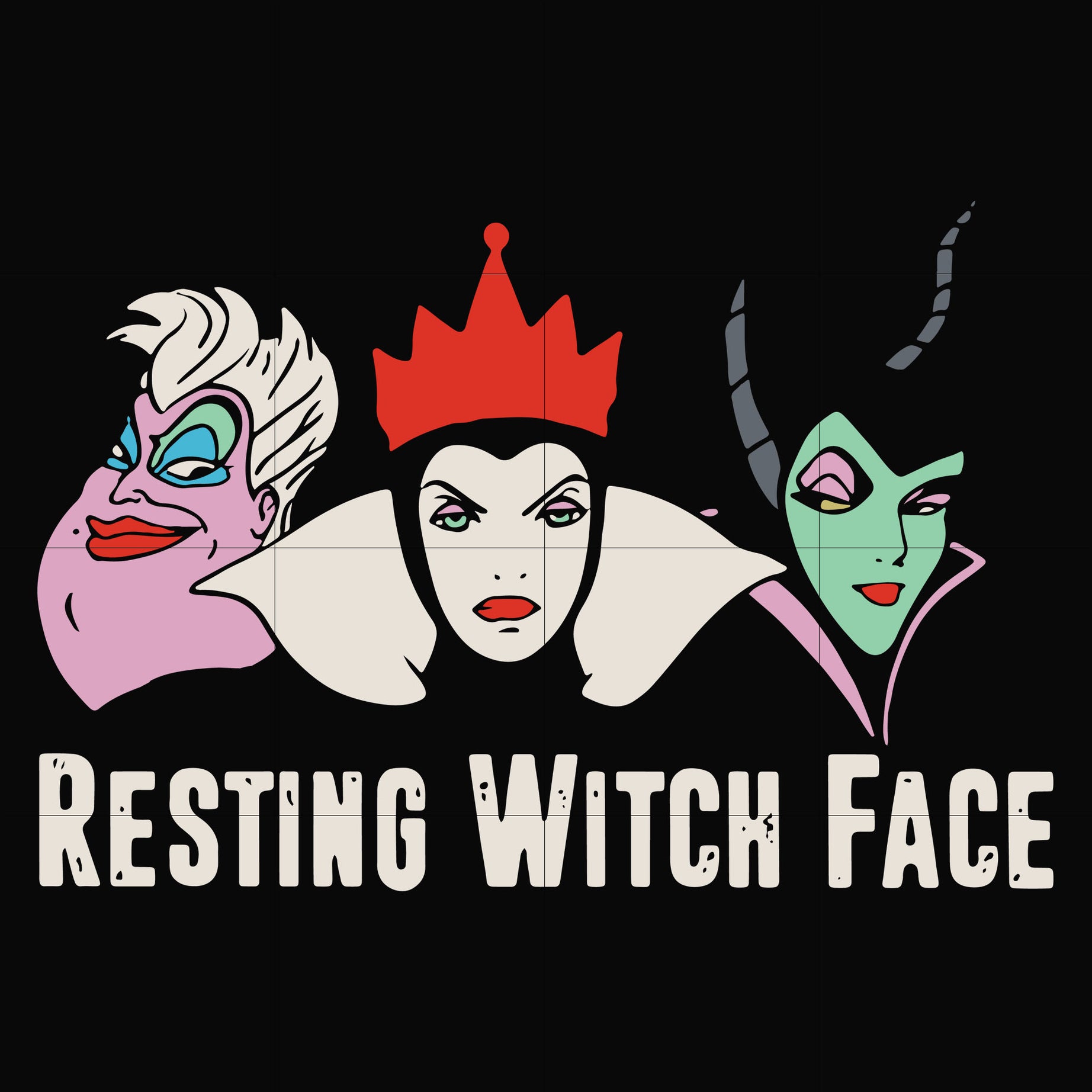 Resting witch face svg, halloween svg, png, dxf, eps digital file HLW24072024
