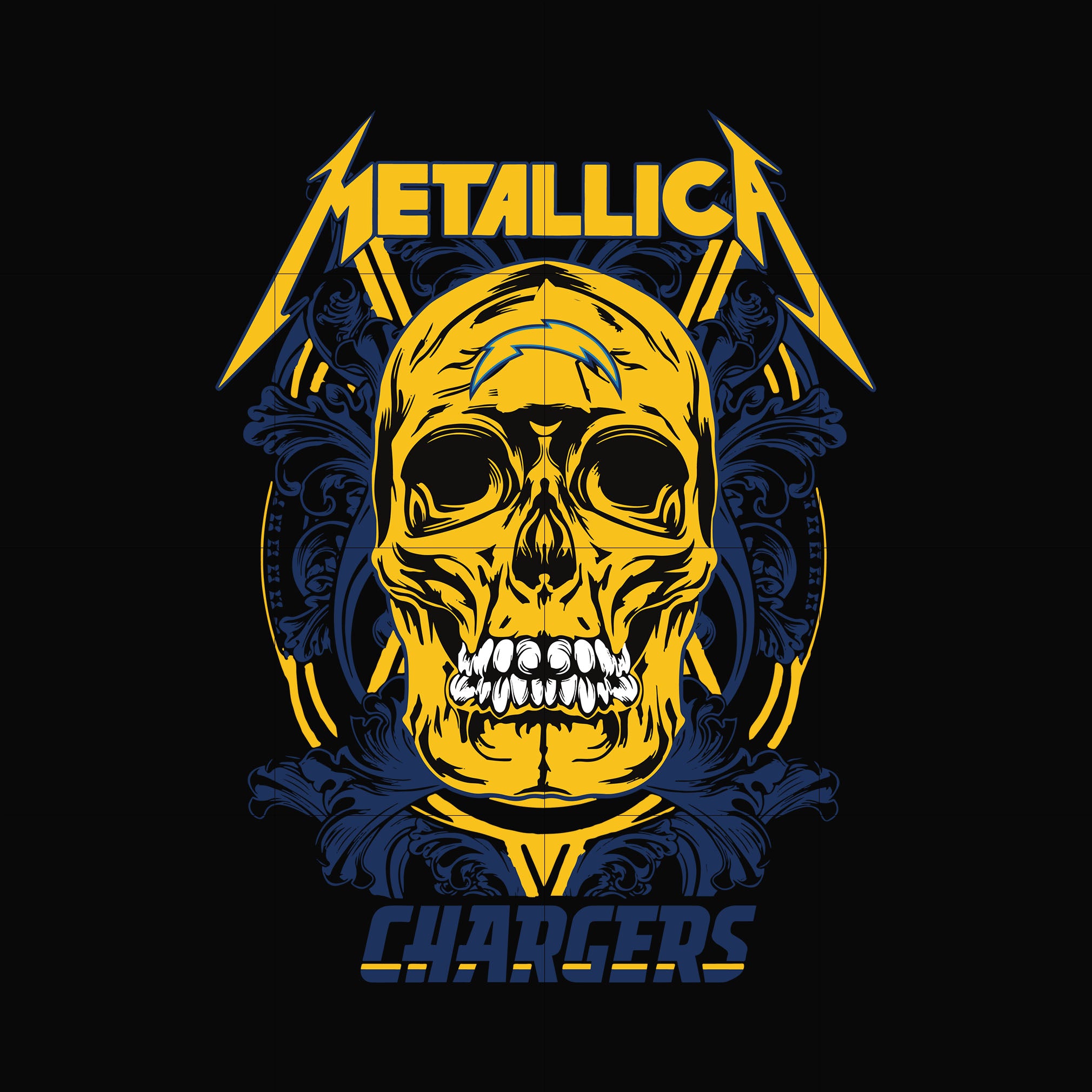 skull metallica Los Angeles Chargers svg, png, dxf, eps digital file NNFL00016