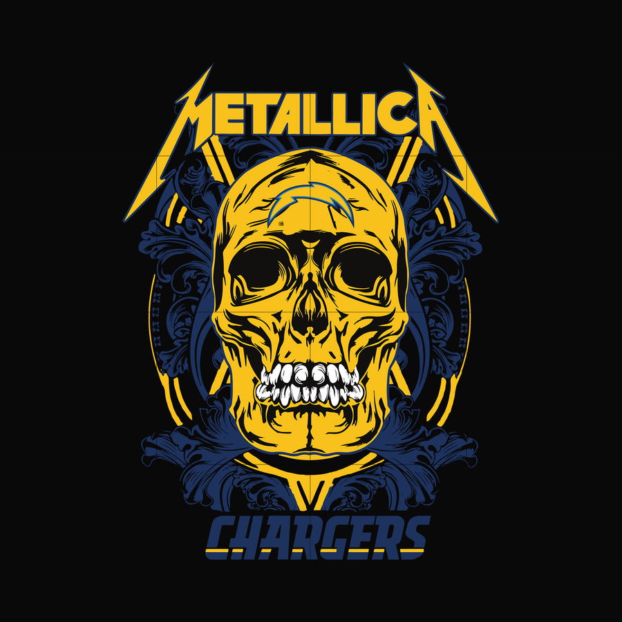 skull metallica Los Angeles Chargers svg, png, dxf, eps digital file NNFL00016