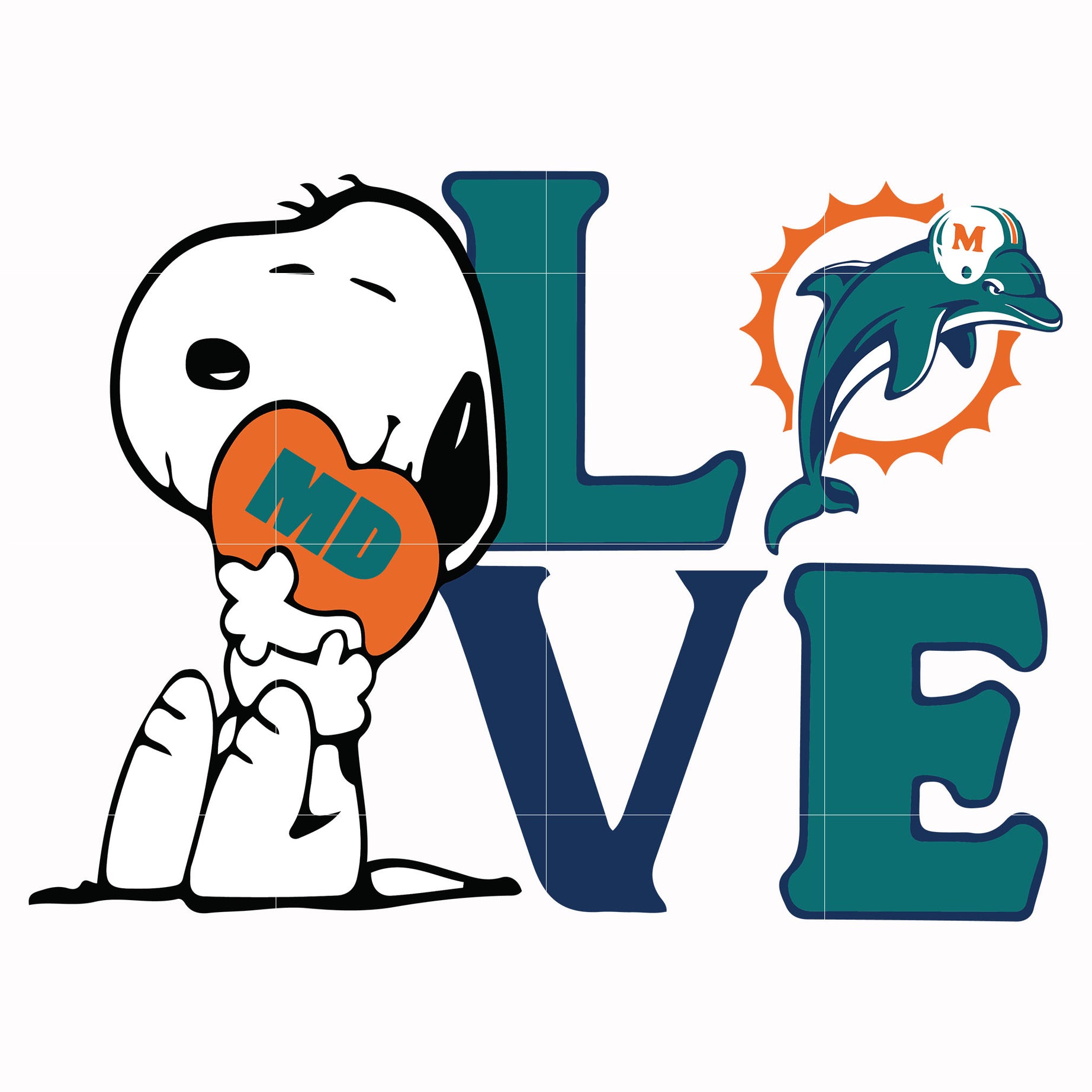 snoopy love Miami Dolphins svg, png, dxf, eps digital file TD18
