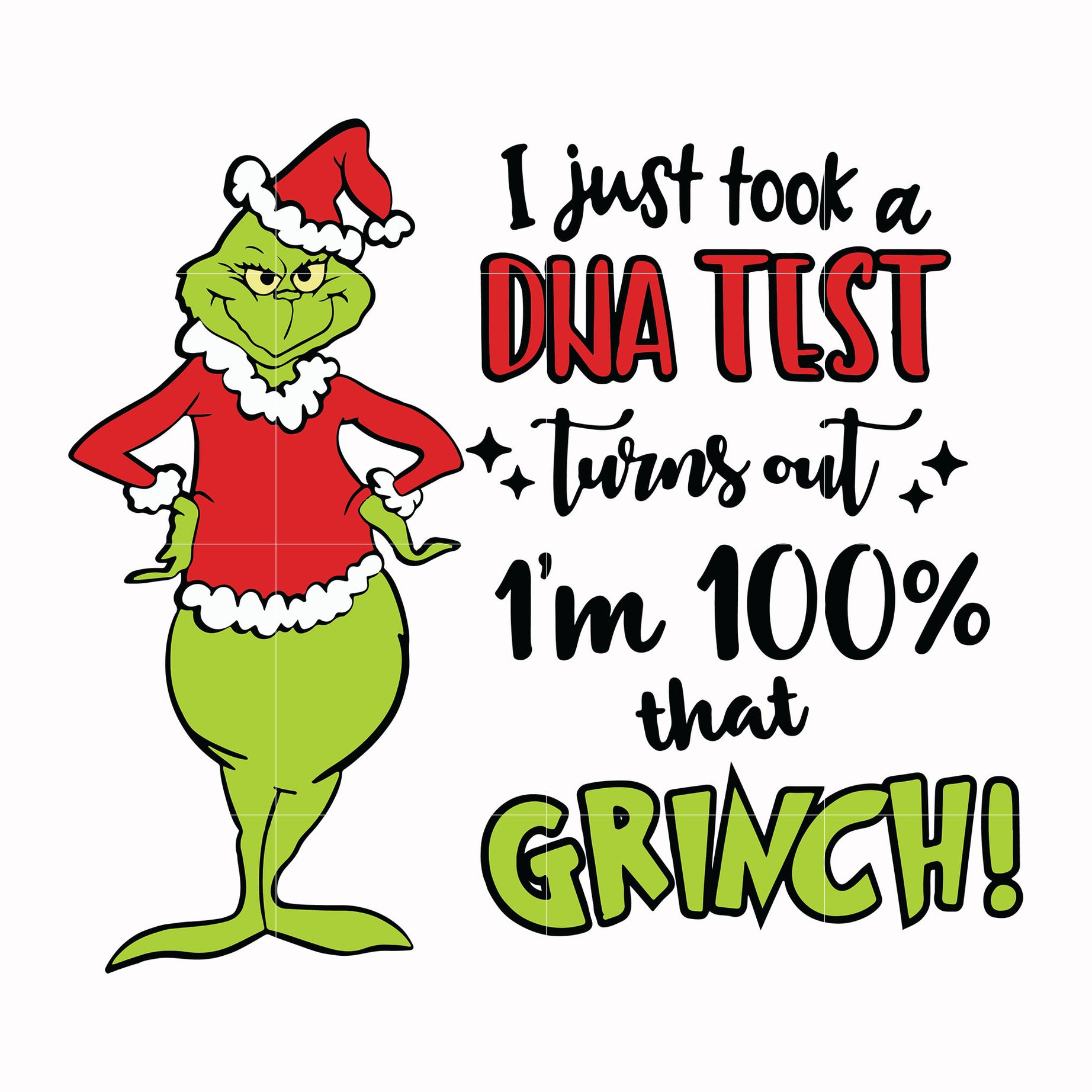 I just took a DNA test turns out im 100% that grinch svg, png, dxf, eps digital file TD31072018
