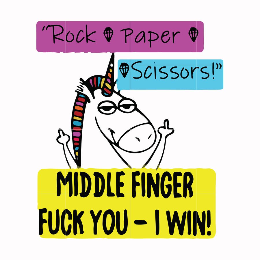 Rock paper scissors middle finger fuck you I win svg, png, dxf, eps file FN000455