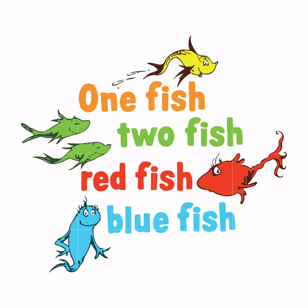 One fish two fish red fish blue fish svg, png, dxf, eps file DR0002