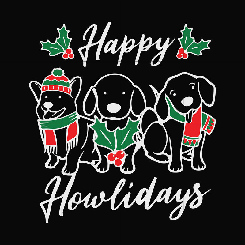 Happy holidays dogs svg, christmas svg png, dxf, eps digital file NCRM15072040