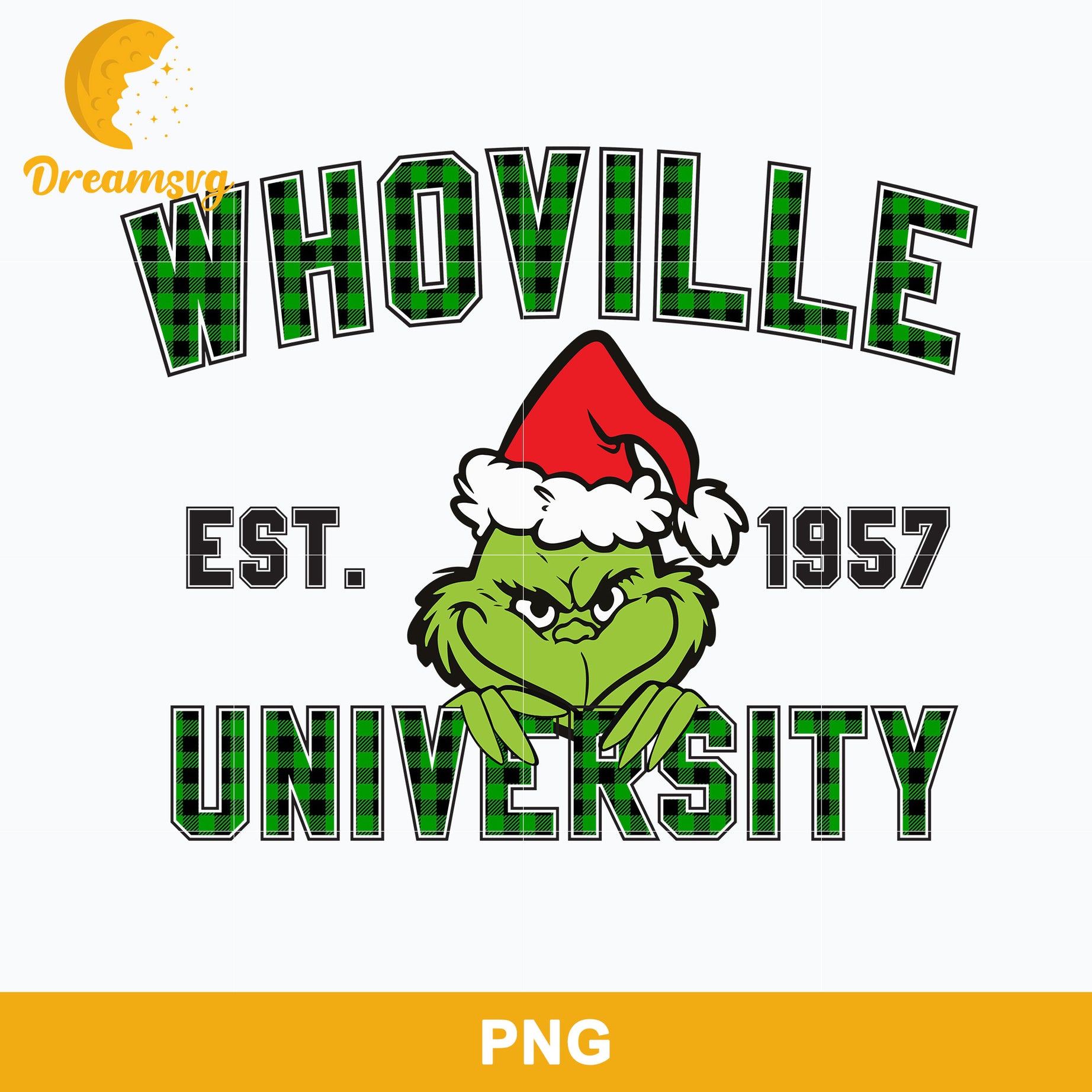 Whoville University EST.1957 Grinch Santa Hat Christmas PNG