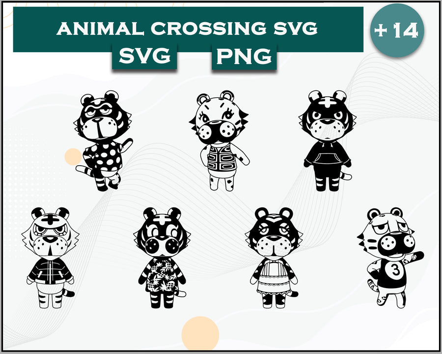 14+ Tiger Svg Bundle, Animal Crossing Svg Bundle, Animal Crossing Svg, Cartoon svg, png digital file