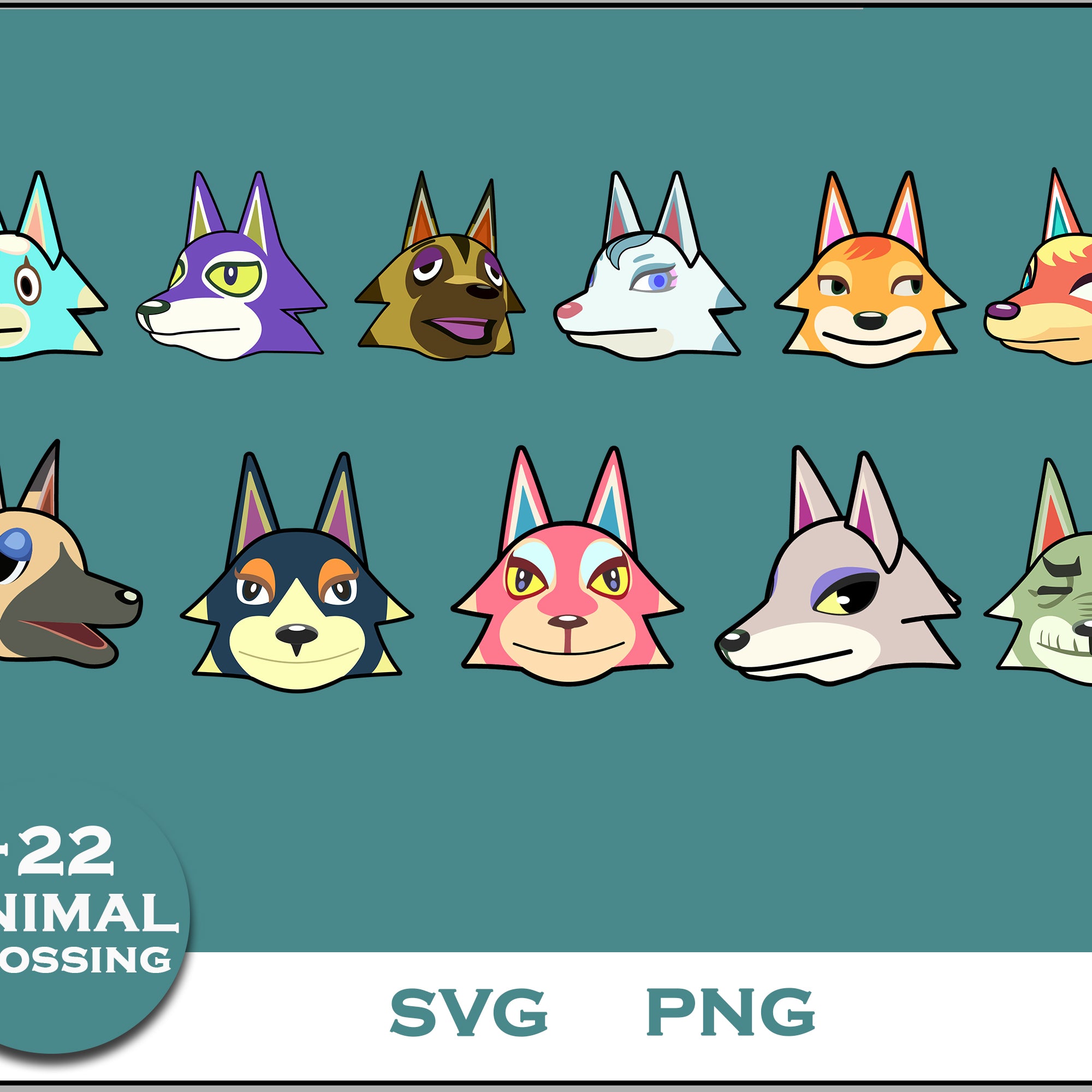 22+ Wolf Svg Bundle, Animal Crossing Svg Bundle, Animal Crossing Svg, Cartoon svg, png digital file