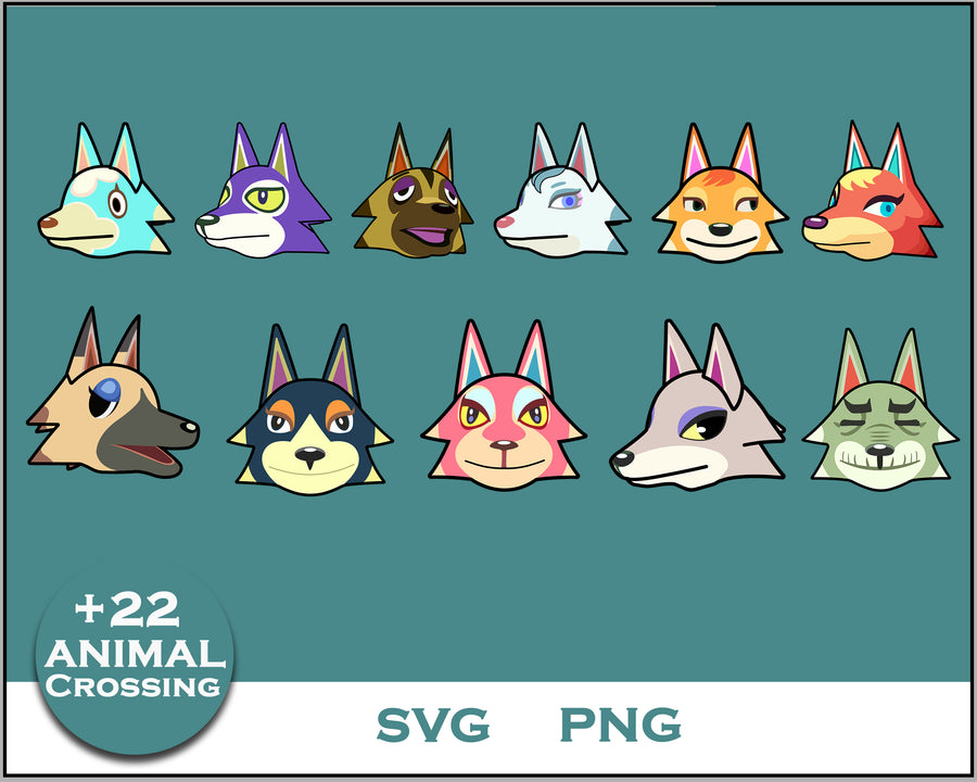 22+ Wolf Svg Bundle, Animal Crossing Svg Bundle, Animal Crossing Svg, Cartoon svg, png digital file