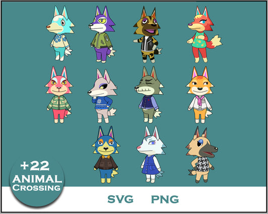 22+ Wolf Svg Bundle, Animal Crossing Svg Bundle, Animal Crossing Svg, Cartoon svg, png digital file