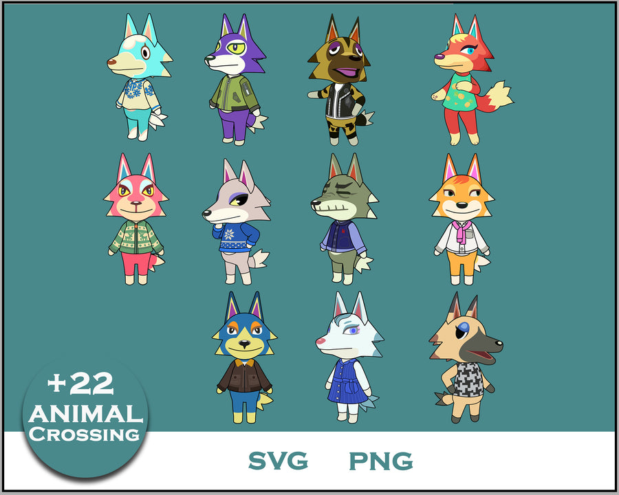 22+ Wolf Svg Bundle, Animal Crossing Svg Bundle, Animal Crossing Svg, Cartoon svg, png digital file